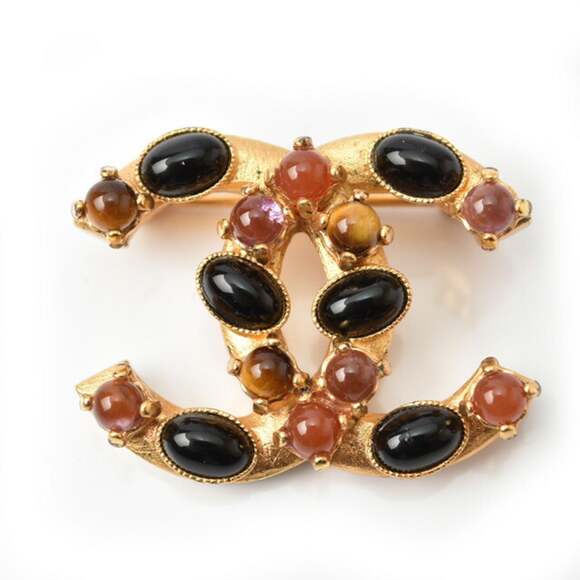 Chanel Cc Logo Brooch Gold-Tone Metal #207294C93B